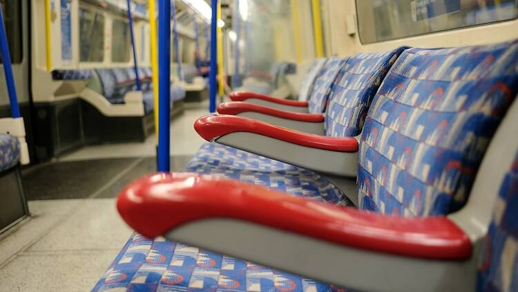 Seating on the Piccadilly line on the London Underground