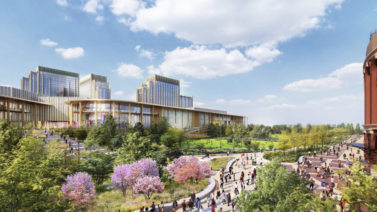 rendering of proposed casino and park in queens