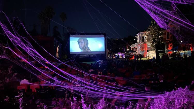 Watch a scary movie outdoors