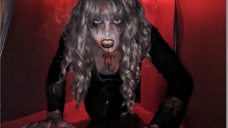 photograph of a character in a haunted house