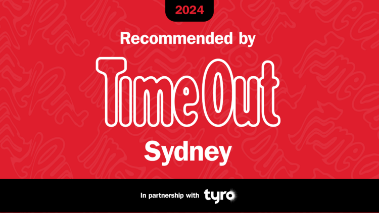 A red bannr with the words: Recommended by Time Out Sydney