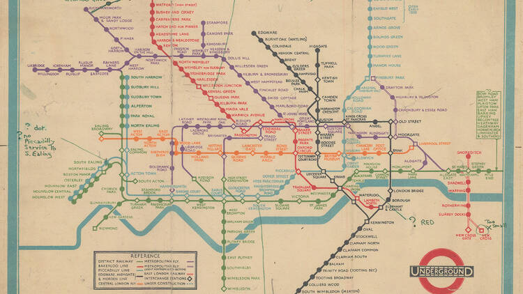 Unpublished version of Harry Beck's 1933 tube map