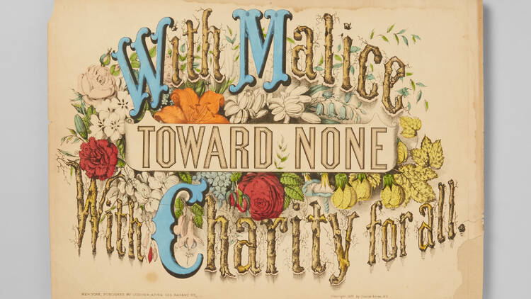 A poster reading With Charity for All  New York: Currier & Ives, ca. 1875.