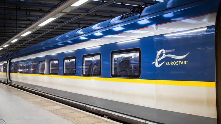 Eurostar train in London at St Pancras station