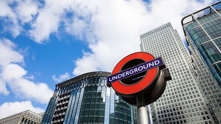 London Underground sign at Canary Wharf in London