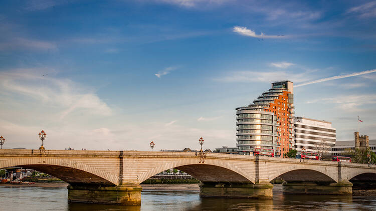 View of Putney Bridge over the River Thames in west London