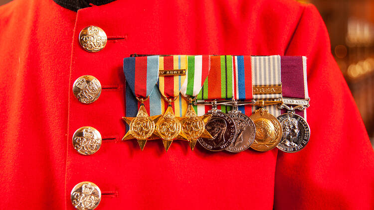 War medals on a Chelsea Pensioner