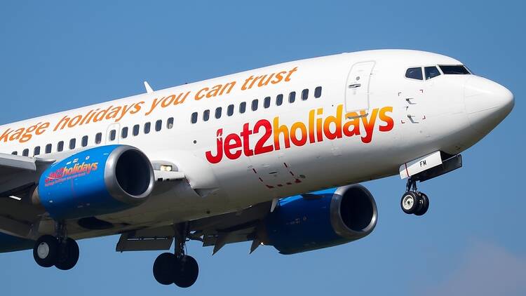 Close-up photograph of a Jet2 plane