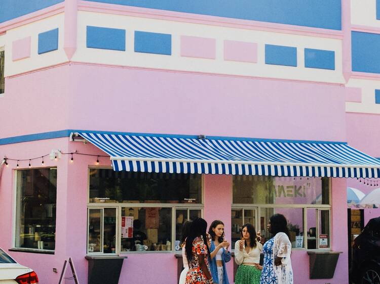 Eat at a blue and pink castle that serves epic Japanese snack food