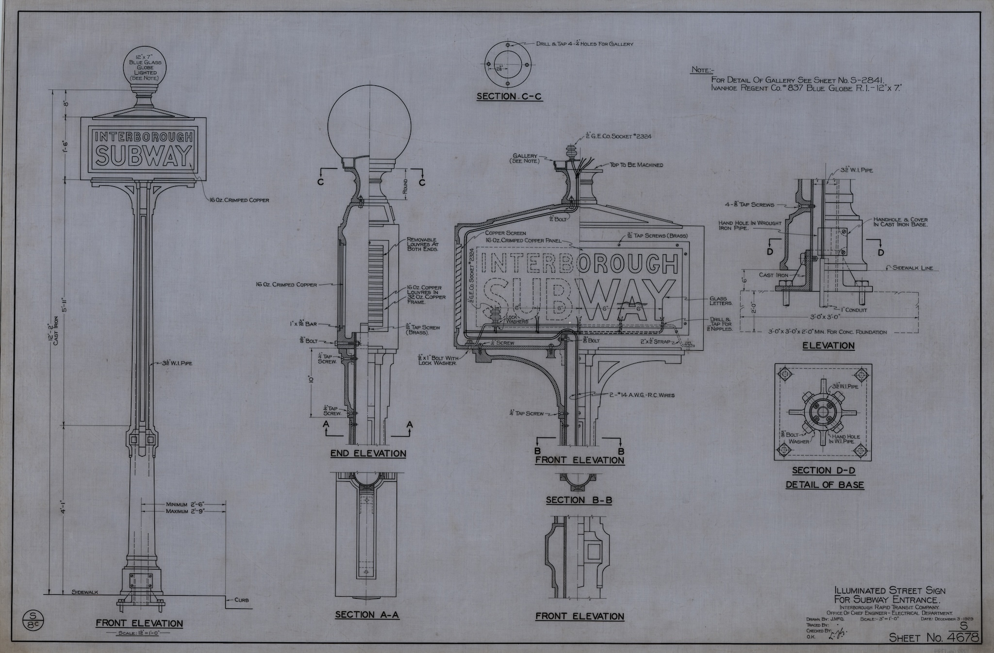 A drawing of subway entrance signage.