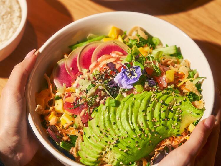 Le Blossom’s salmon and tuna poke bowl