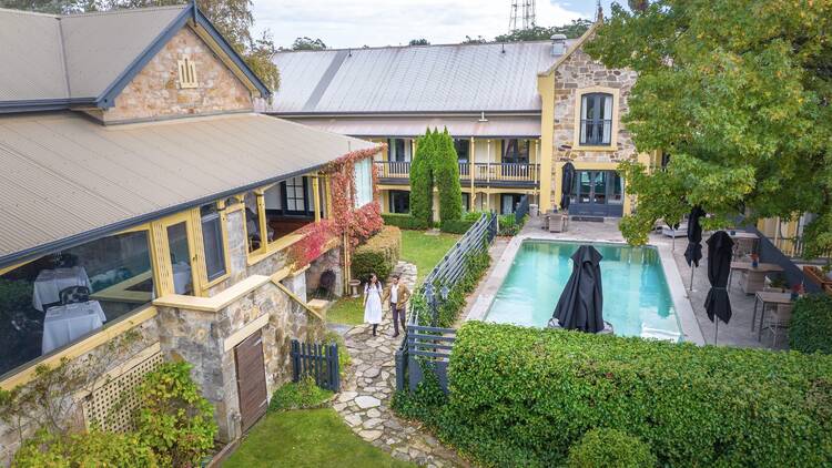 Aerial view of Mount Lofty House with pool