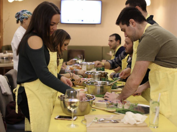 A holiday cooking team building activity