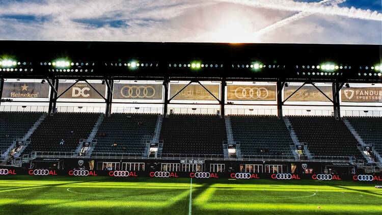 An evening view of Audi Field in Washington, D.C.