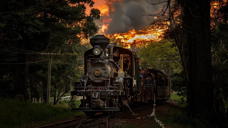 Puffing Billy at twilight.