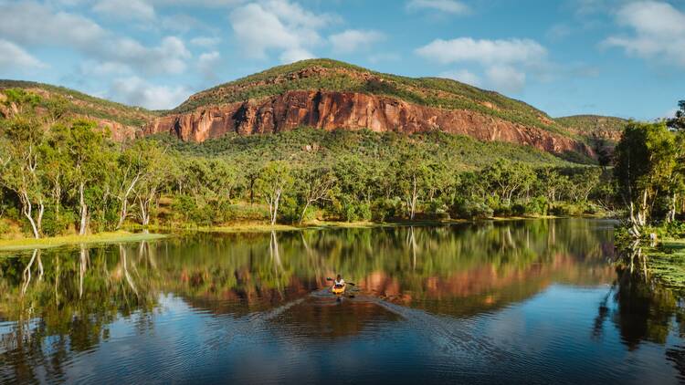 Mountain reflection on water