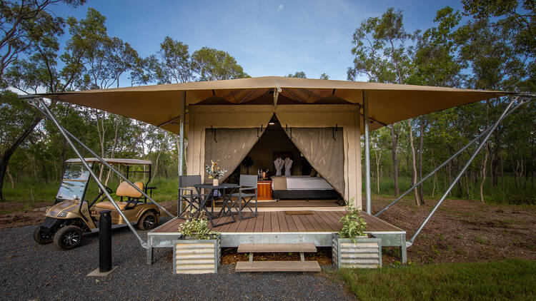 Glamping tent in outback