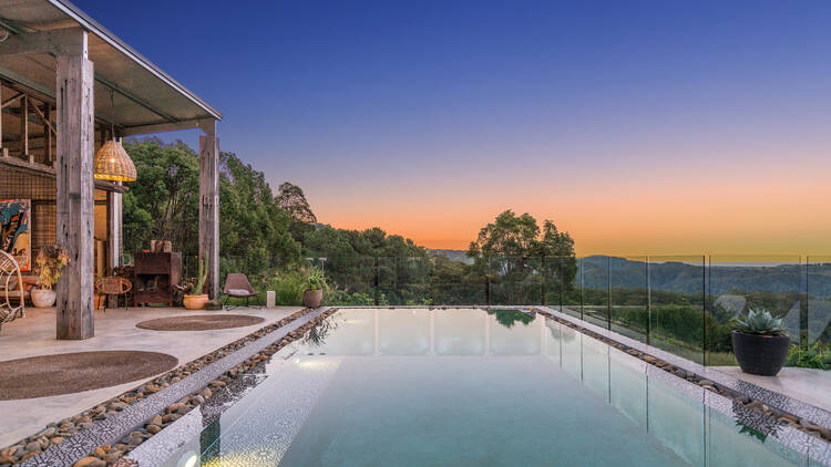 Pool overlooking sunset 