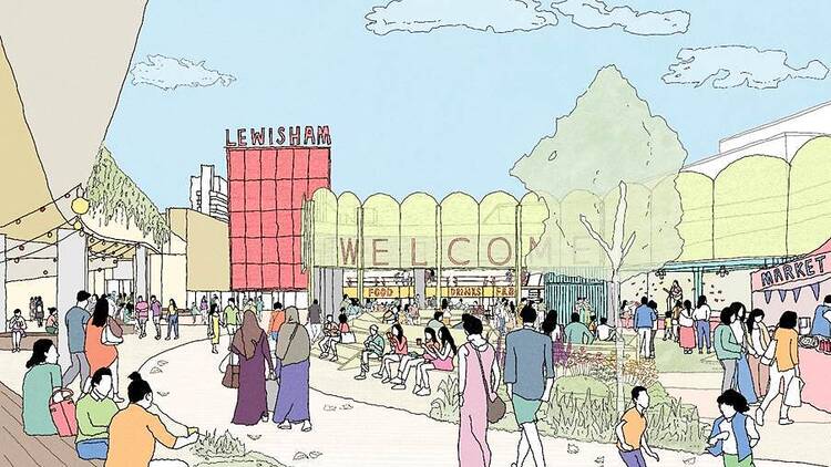 A drawing of what the new open-air market could look like