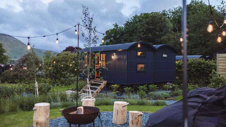 View of the Shepherd’s Huts at Another Place The Lake 