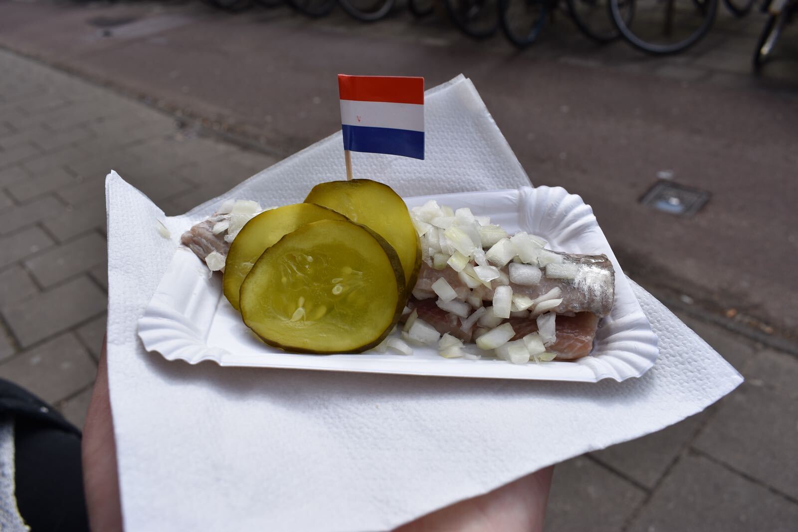 A traditional ’haring’ snack in Amsterdam