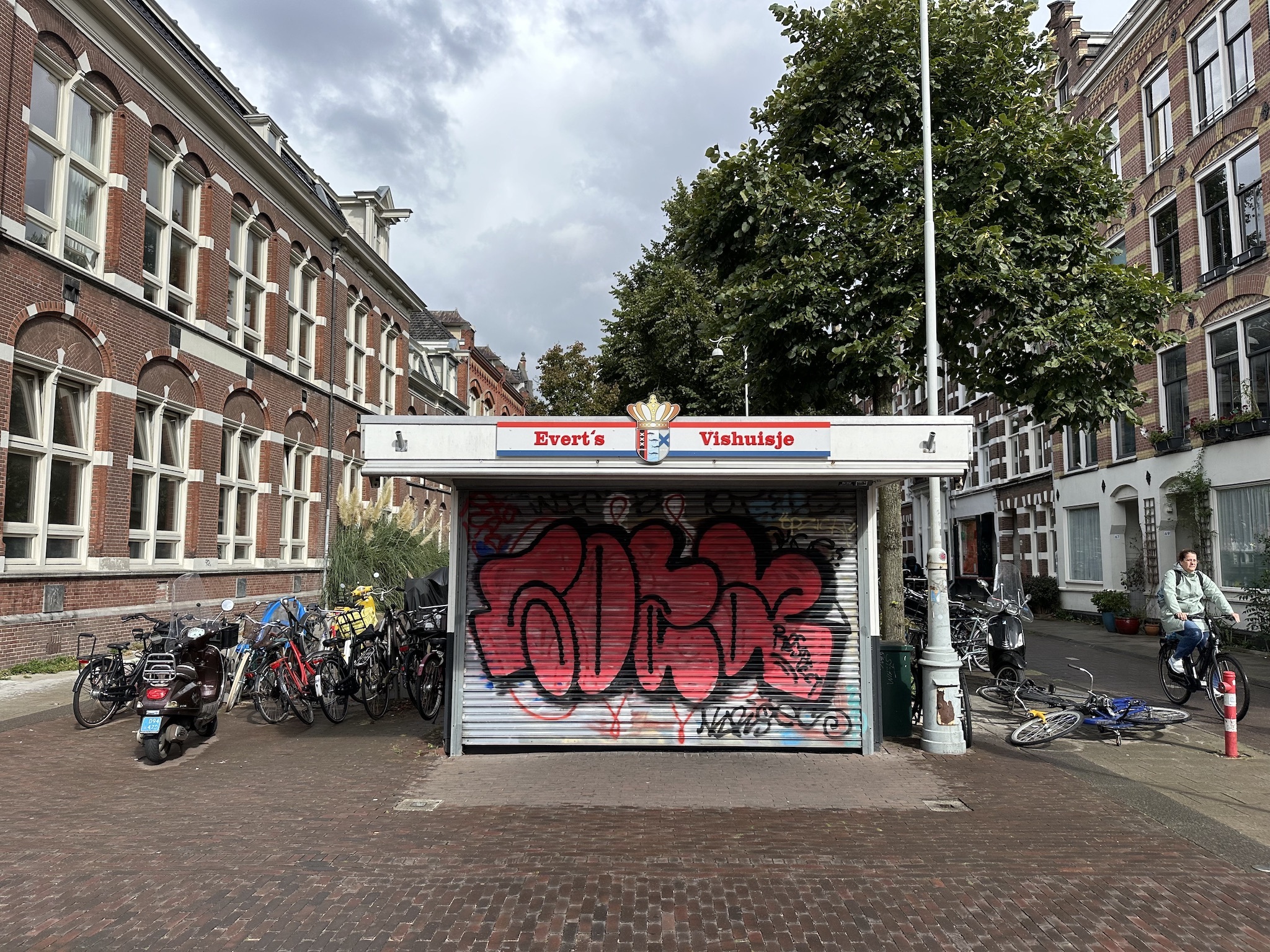 A closed herring stand in Amsterdam