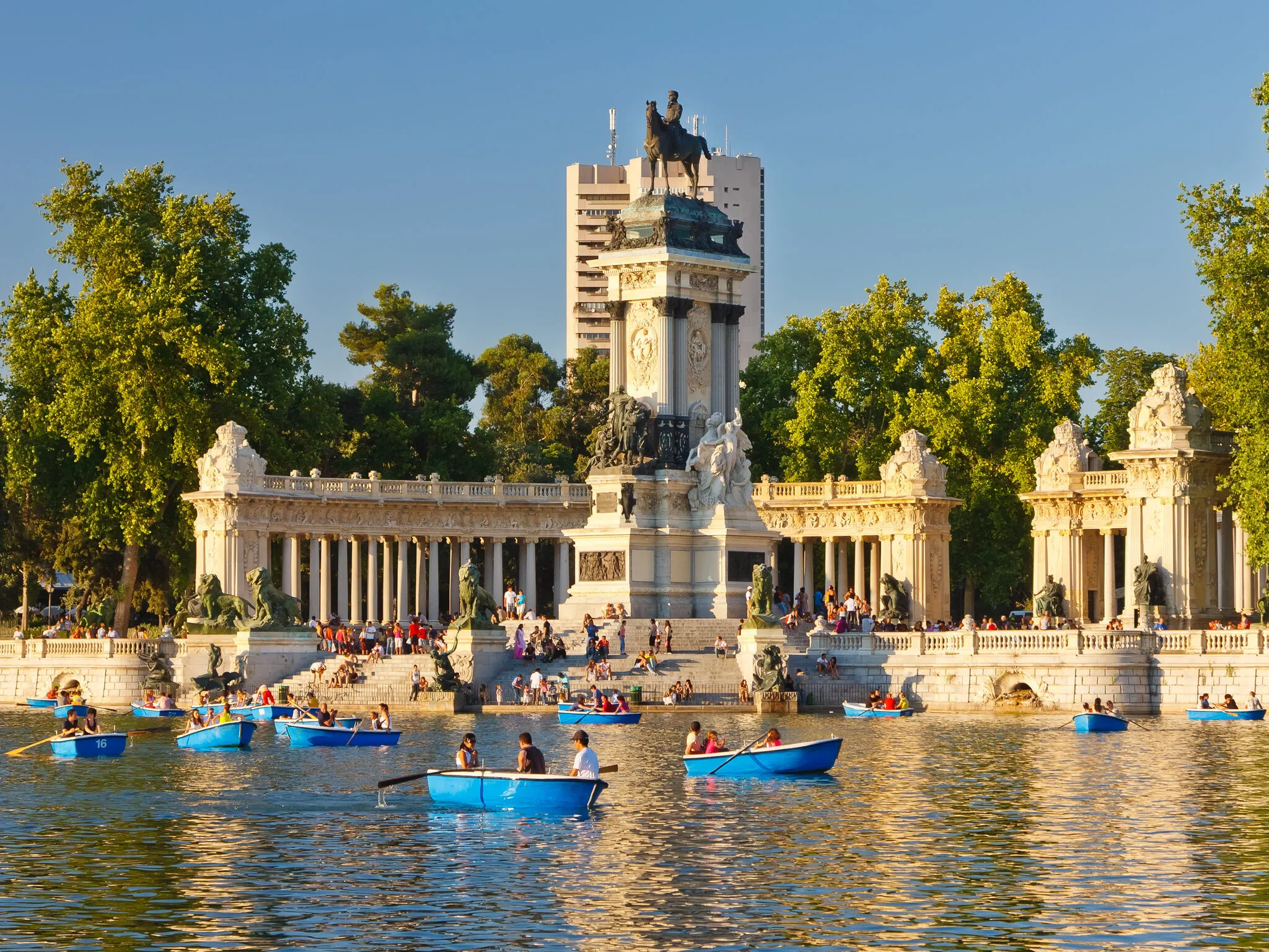 Boats on the pond in Madrid's Retiro Park