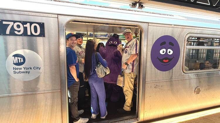 Grimace on the 7 train