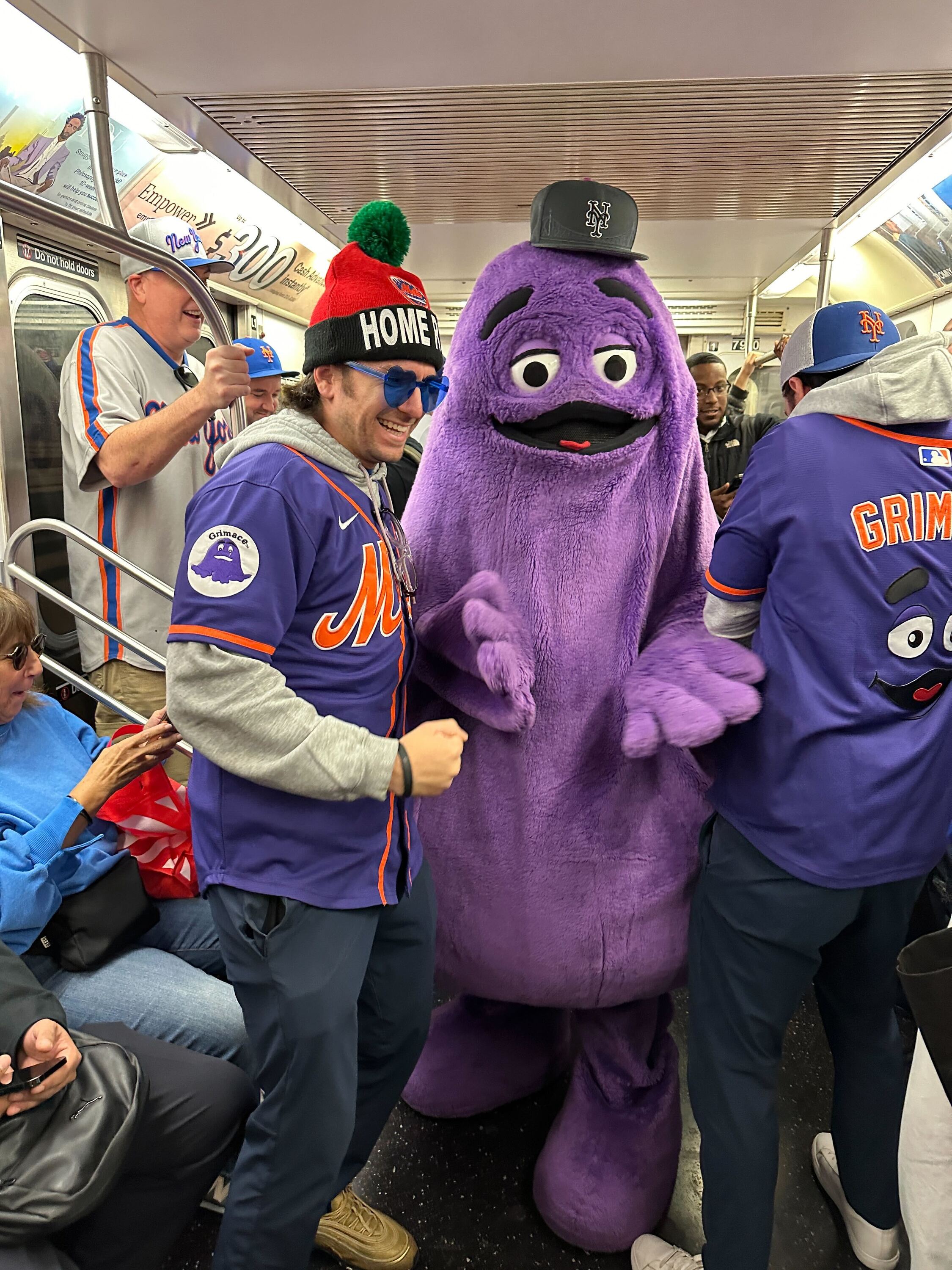 Grimace on the 7 train