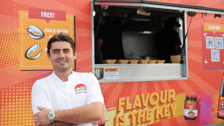 Declan Cleary outside Lee Kum Kee truck