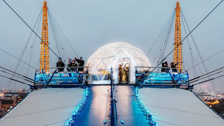 Giant snow globe on the O2 