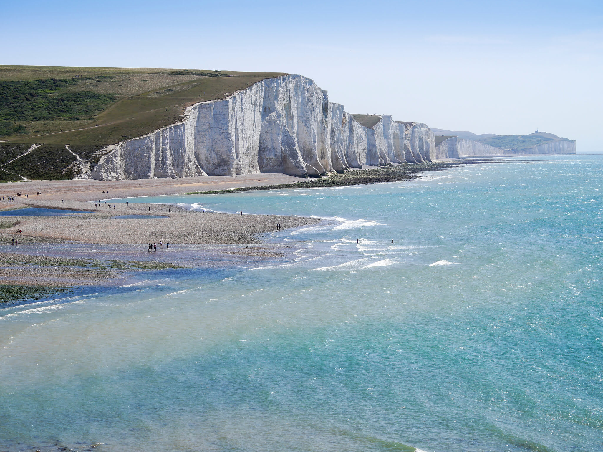 Peaceful riverfront beach Cuckmere Haven in Seven Sisters
