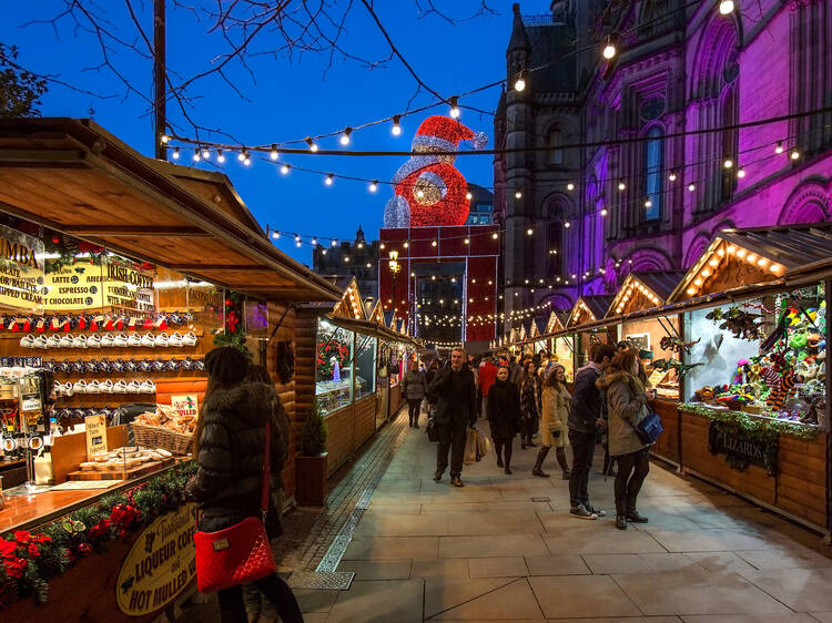 People shopping at Manchester Christmas markets