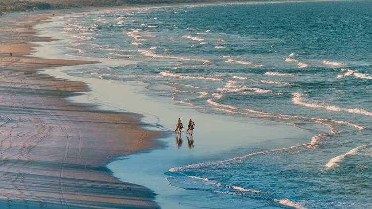 Ride horses on the beach