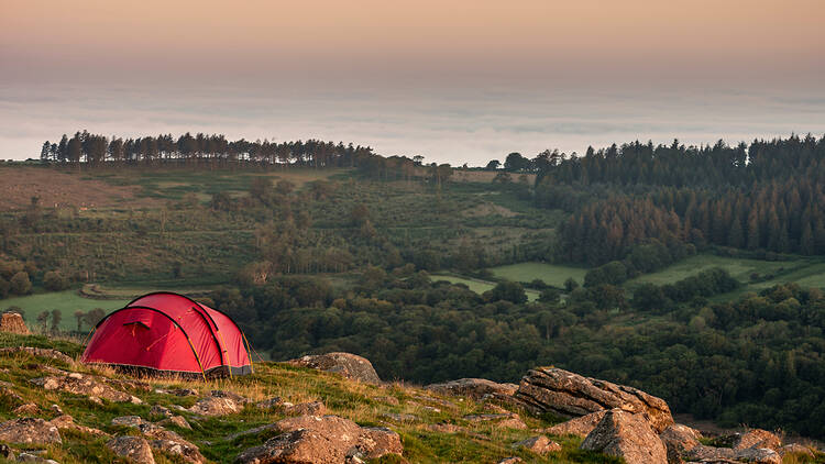 Wild camping in Dartmoor in England