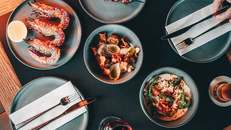 Food spread at pub