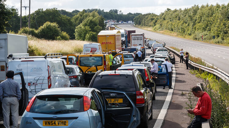 Traffic jam in Warwickshire, England