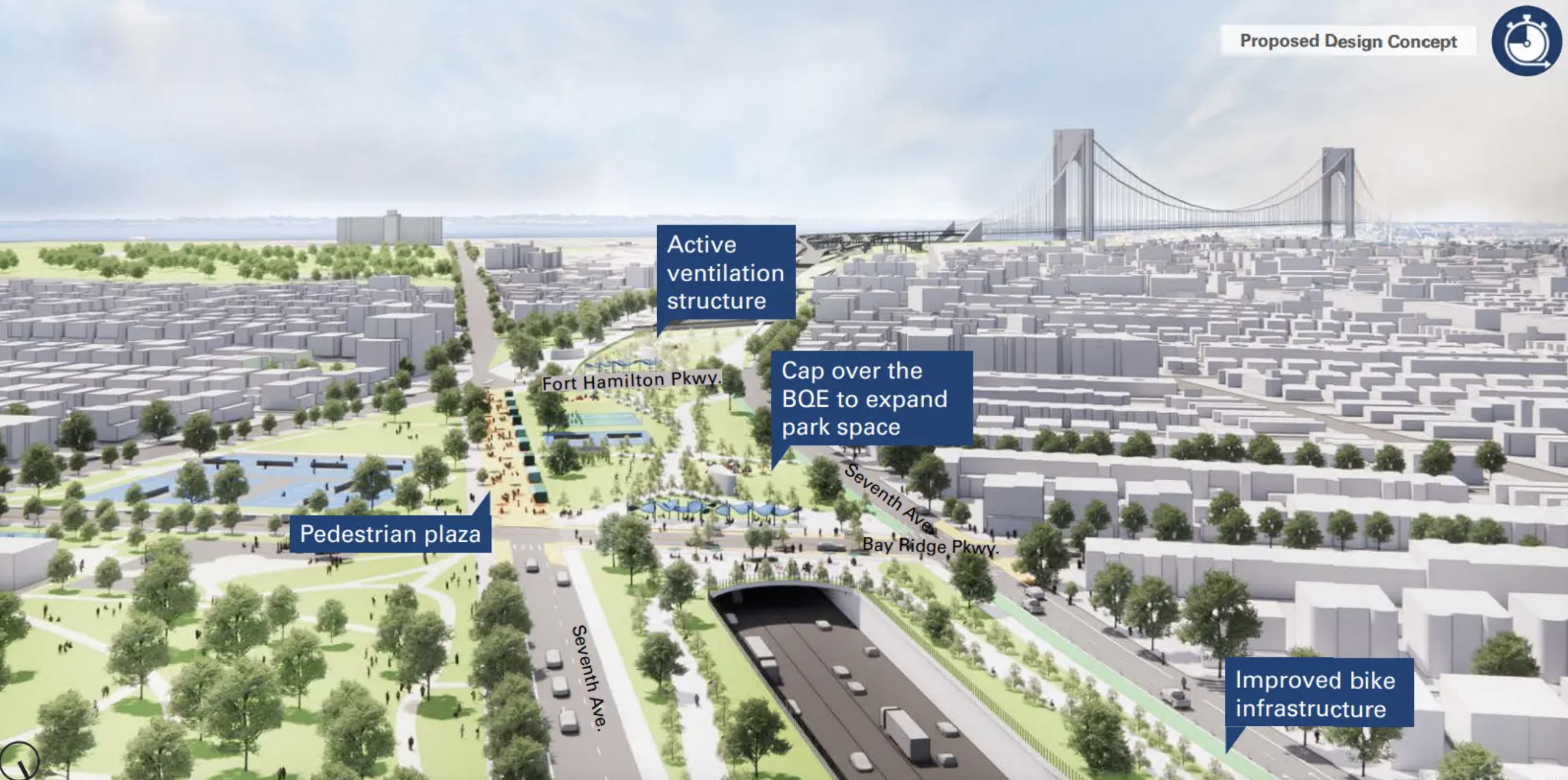 Rendering of project below the BQE