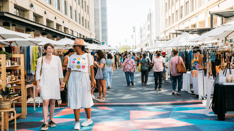 An outdoor market at ROW DTLA