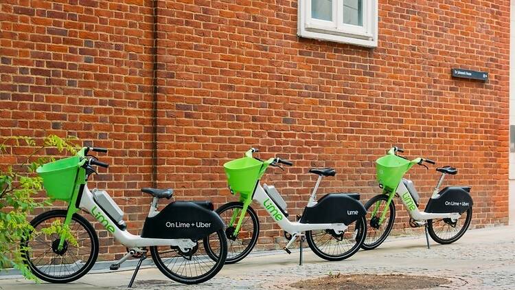 Lime bikes in the City of London