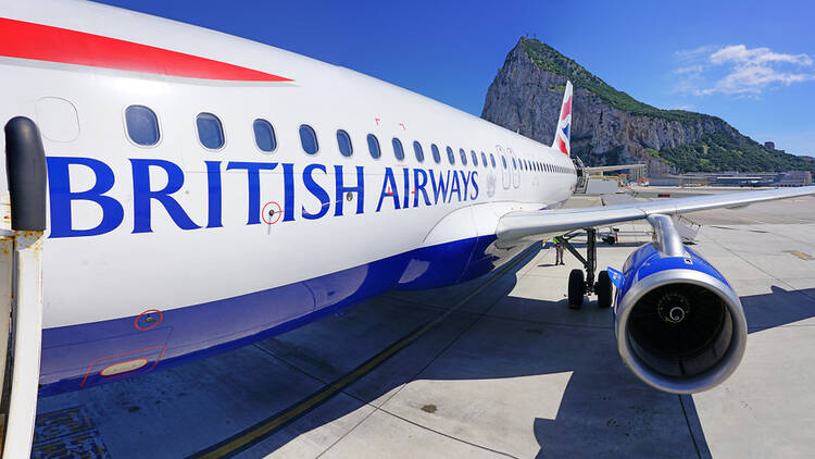 British Airways plane on the runway in Gibraltar