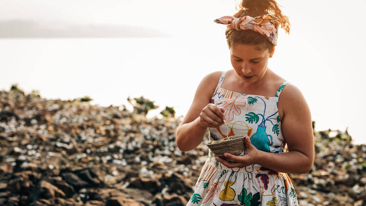 Analeise Gregory holding a bowl