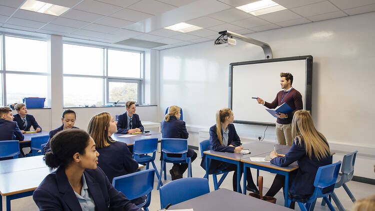 Teacher and classroom in the UK