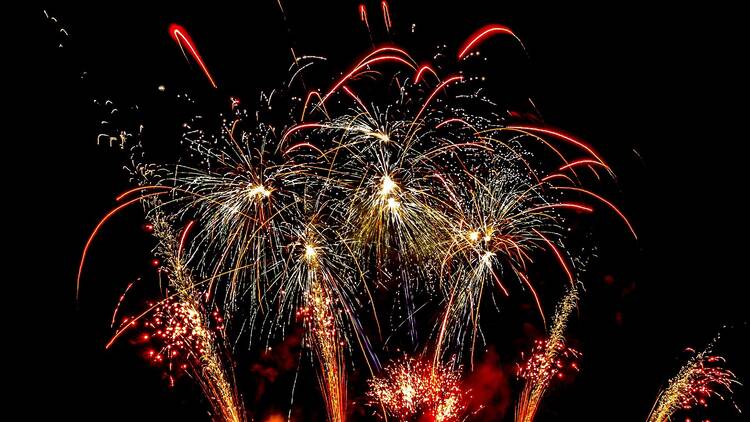 Fireworks at Leeds Castle in Kent, England