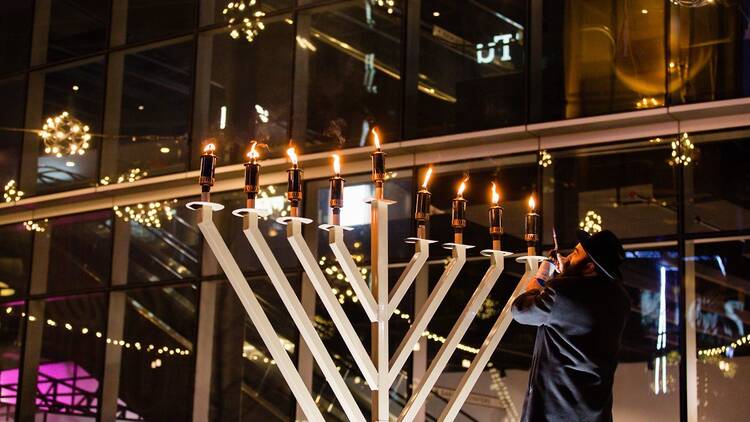 Boston Seaport Snowport menorah lighting