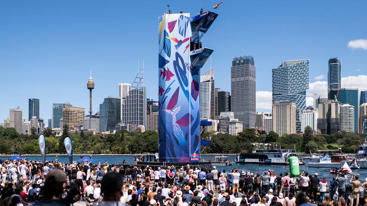 Massive diving tower in Sydney Harbour