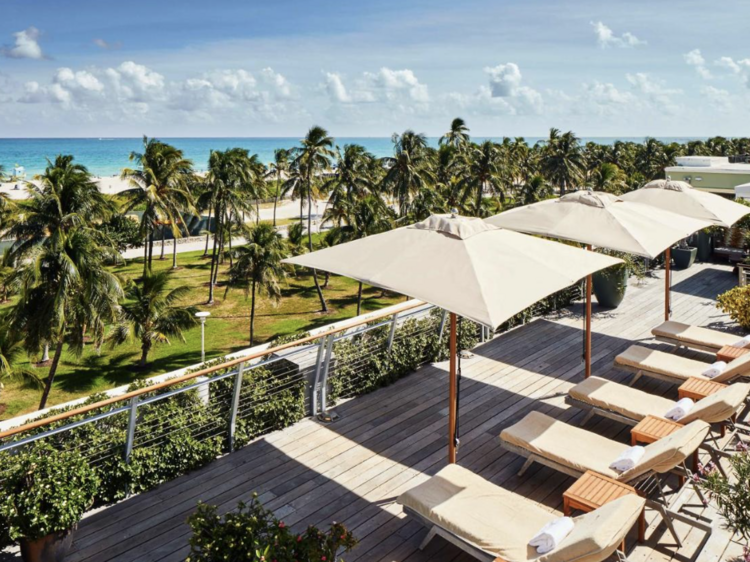 Miami Beach hotel decking overlooking ocean