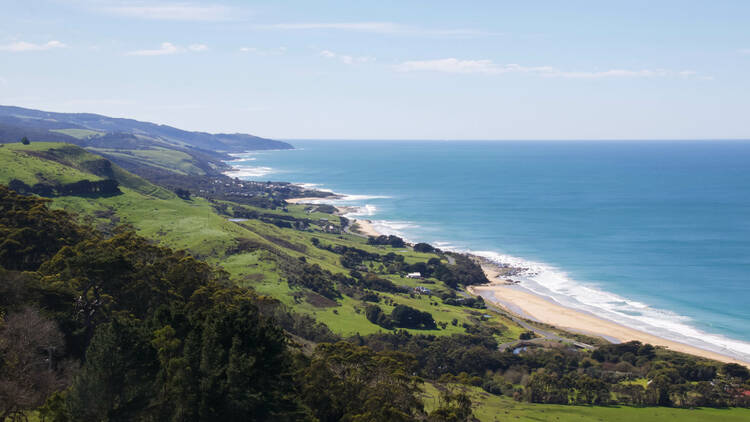 An aerial view of the Otway coastline