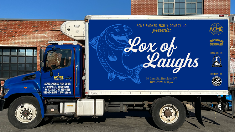 A picture of a truck with Lox of Laughs written on the side