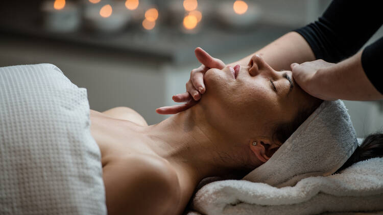 A person getting a facial at Shine Skin and Body.